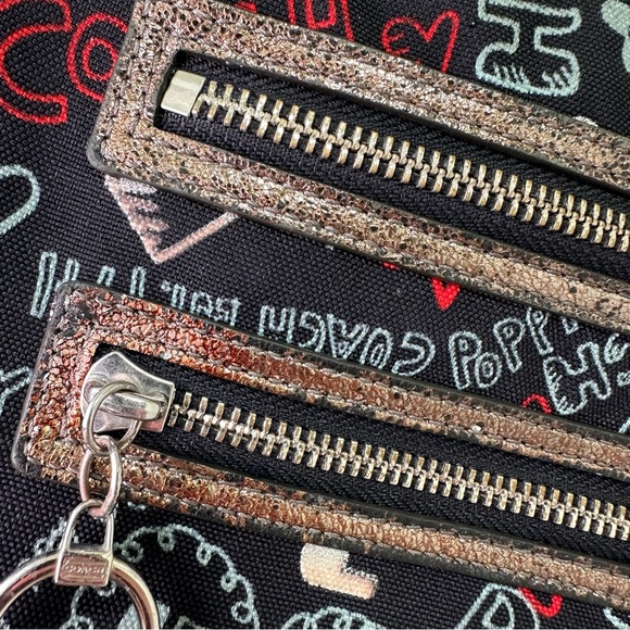 Coach Poppy Vintage Y2K Graffiti Glam Small Mini Shoulder Bag Black Canvas - Picture 9 of 14